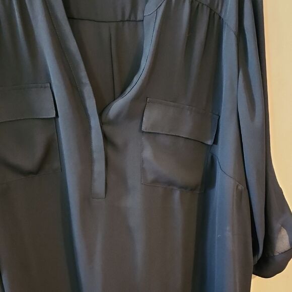 Torrid Harper Black Cuffed Sleeve Blouse with Mandarin Collar Size 3 - Picture 4 of 6